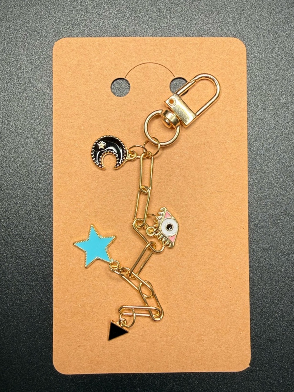 Celestial Gold tone charm keychain